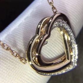2020 Cartier Three Heart Necklaces 18K Rose Gold Platinum Gold Diamond 16-18 Inch Adjustable