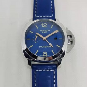 Panerai Luminor GMT Marina Automatic with Blue Dial-Blue Leather Strap
