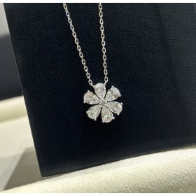 2023 Harry Winston Flower 18K Platinum Diamond Necklaces
